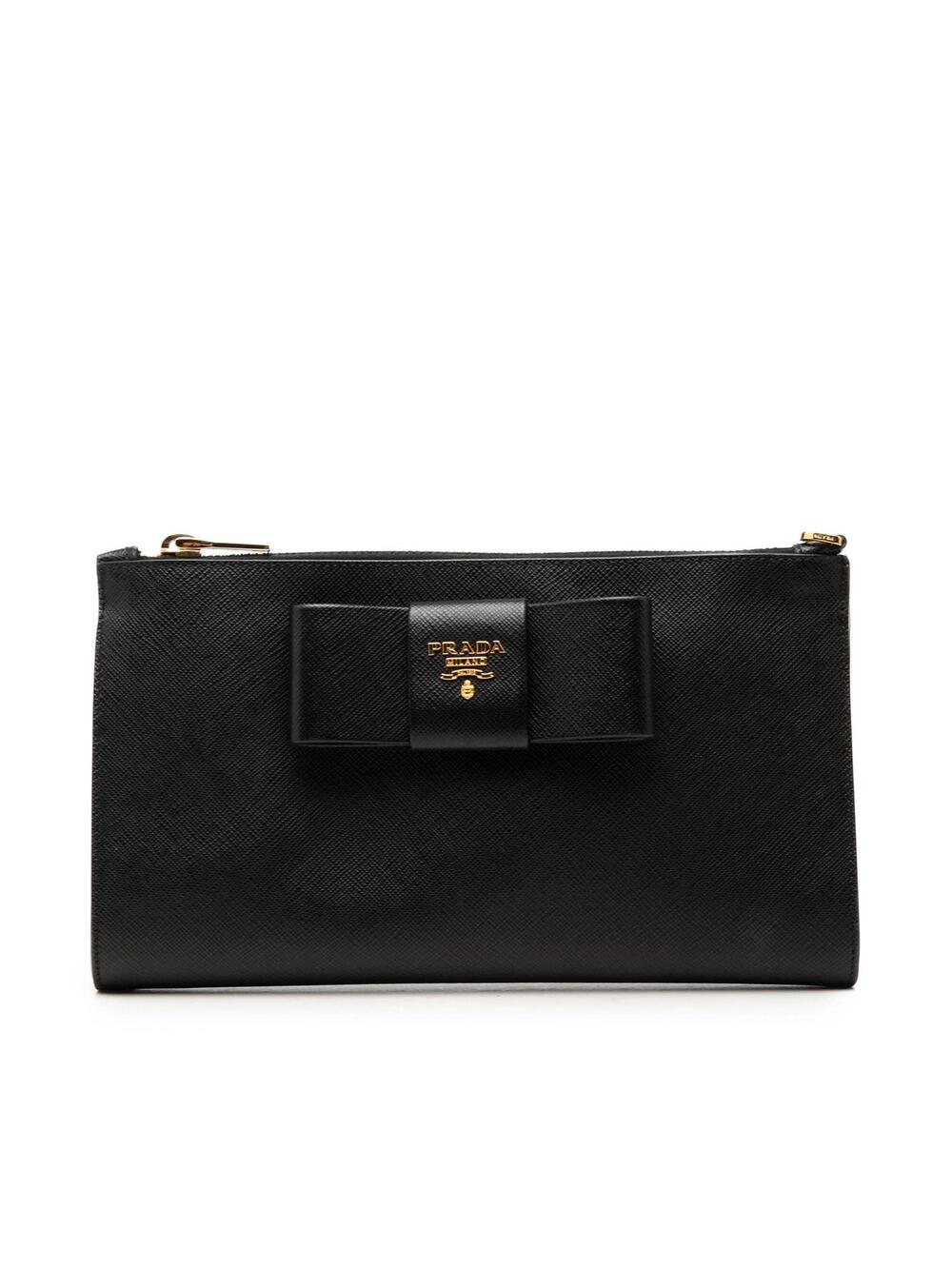 Prada Saffiano Bow Clutch Pre-Loved #306466P49B